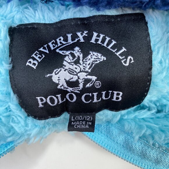 Beverly Hills Polo Club Girls Blue Hoodie Jacket Navy Lining Bear Ears Size L - Picture 3 of 3